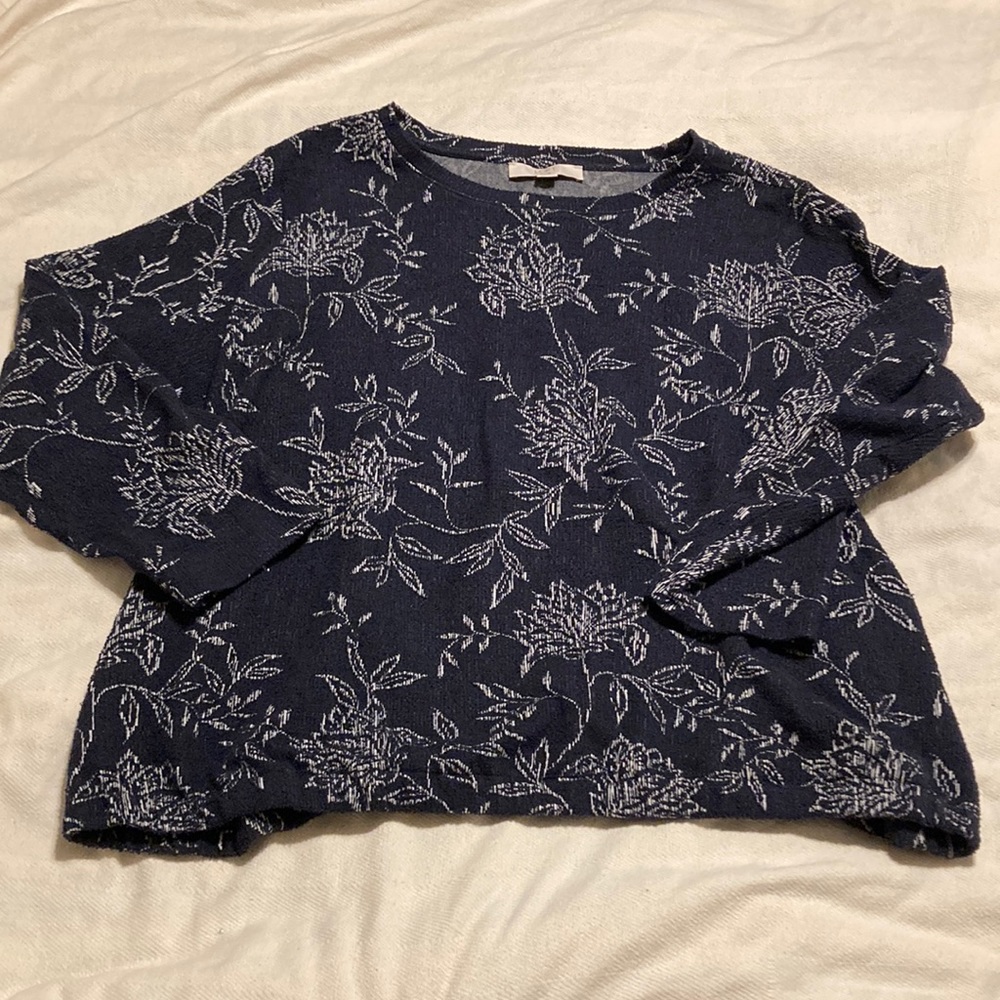 LOFT Plus Sweater Navy with white
